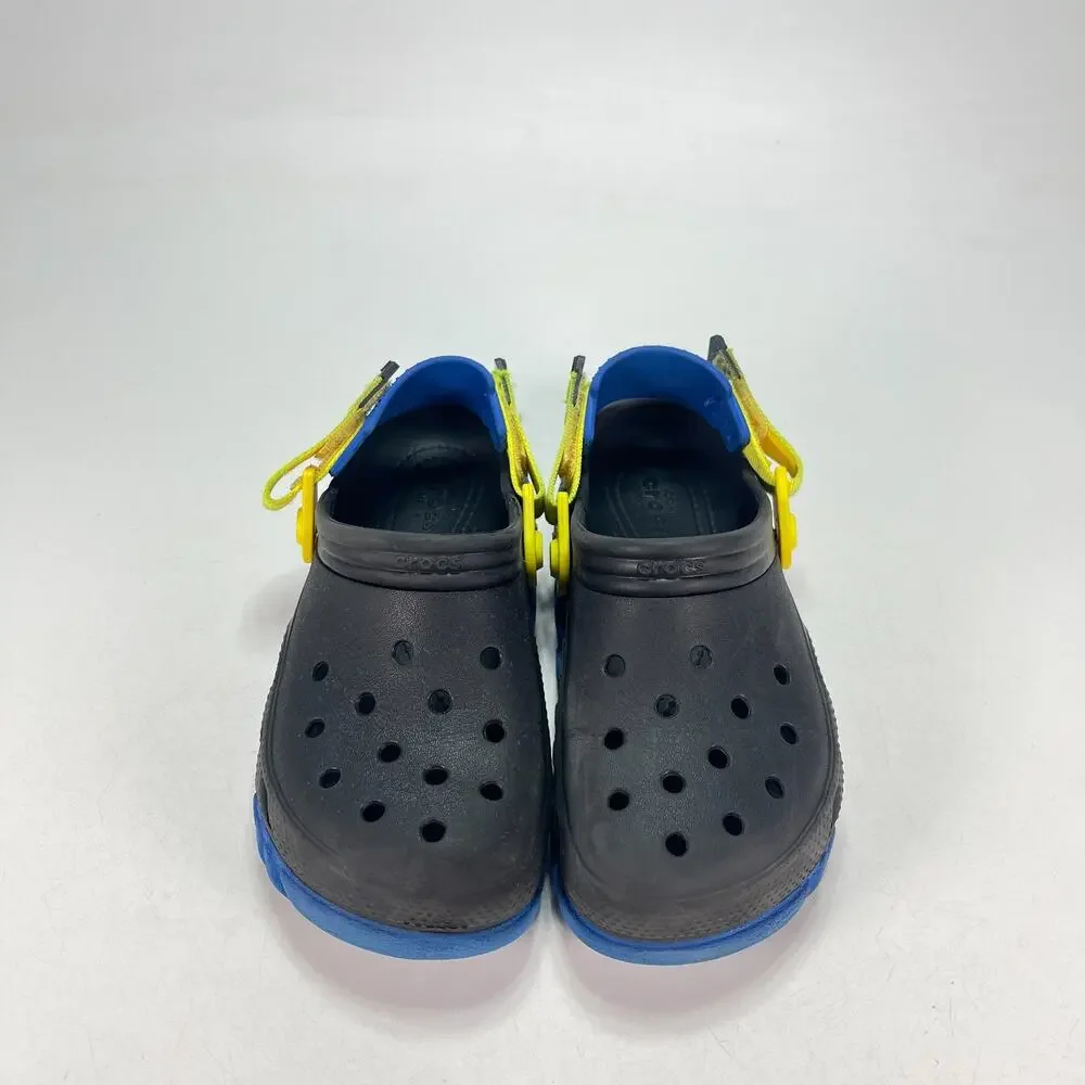 Crocs Duet Max II Clogs Black Blue Comfort Adjustable Strap Sandals Youth Size 2